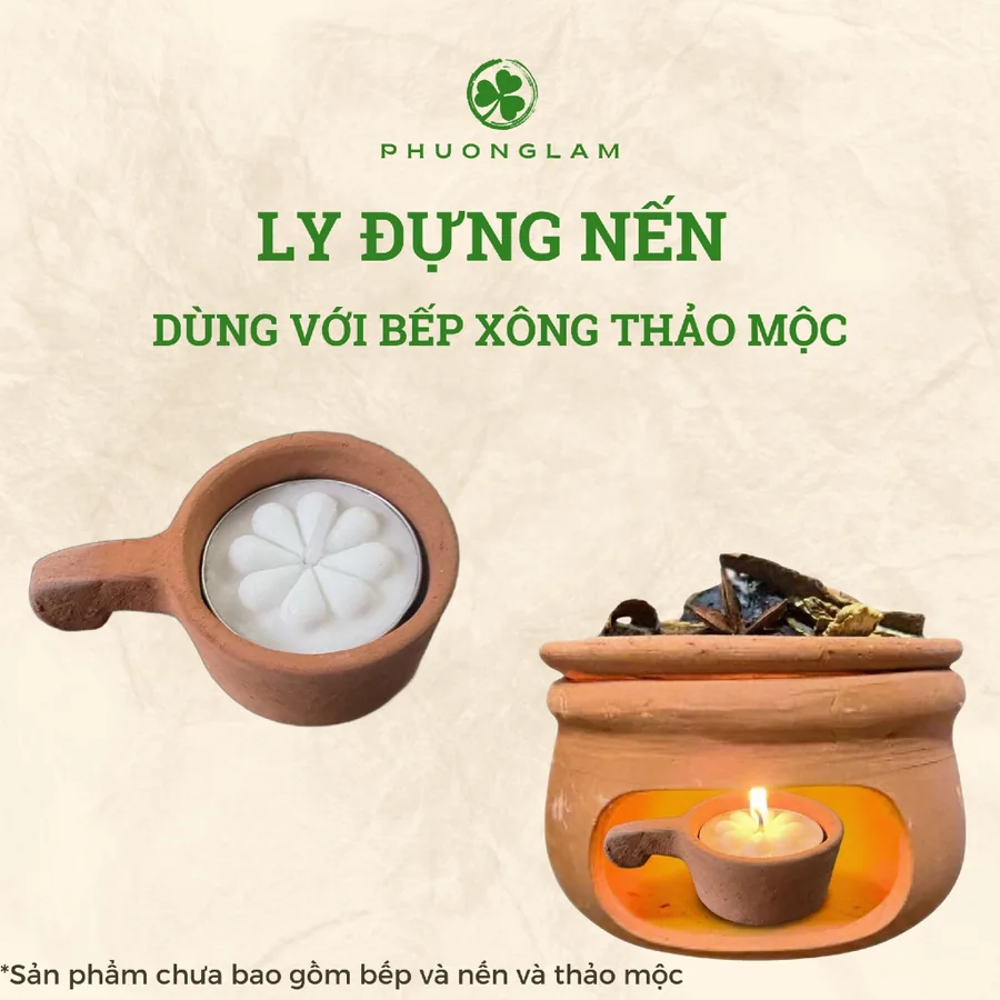 Ly đựng nến đất nung dùng bếp xông an toàn tiện cầm