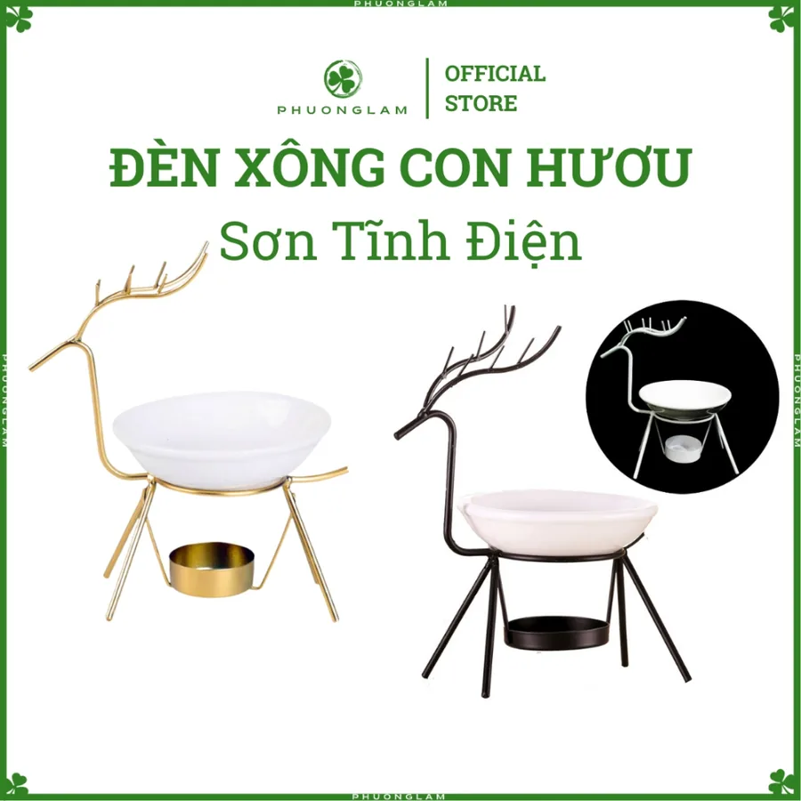 Đèn xông tinh dầu hình hươu gốm sứ trang trí sang trọng