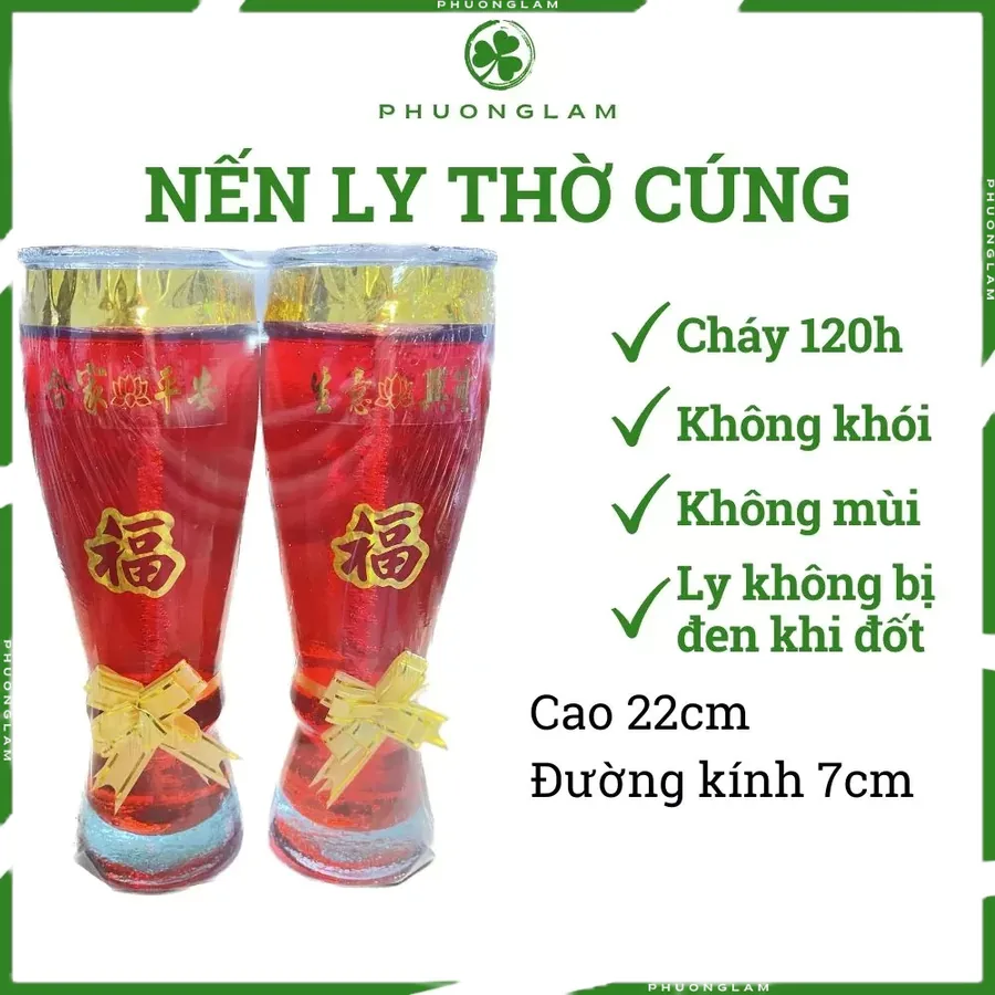 Nến ly Nơ Đại 120h thờ cúng nơ đại không khói trang nghiêm