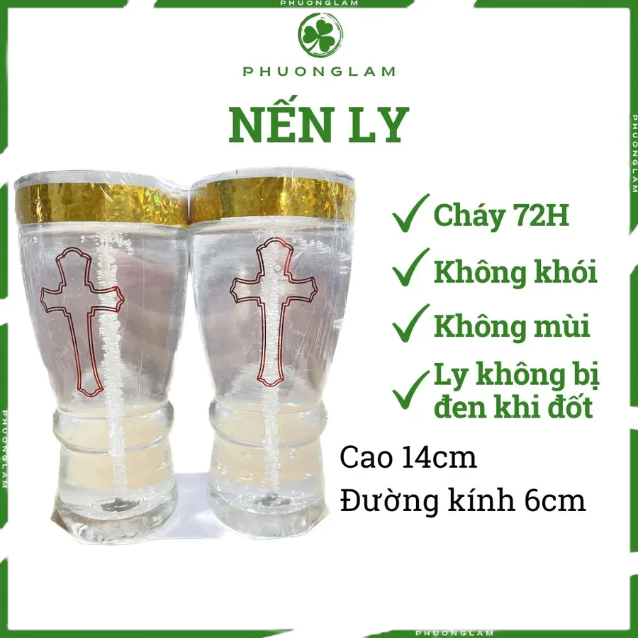 Nến ly 72h nơ lớn thờ cúng không khói Phương Lâm