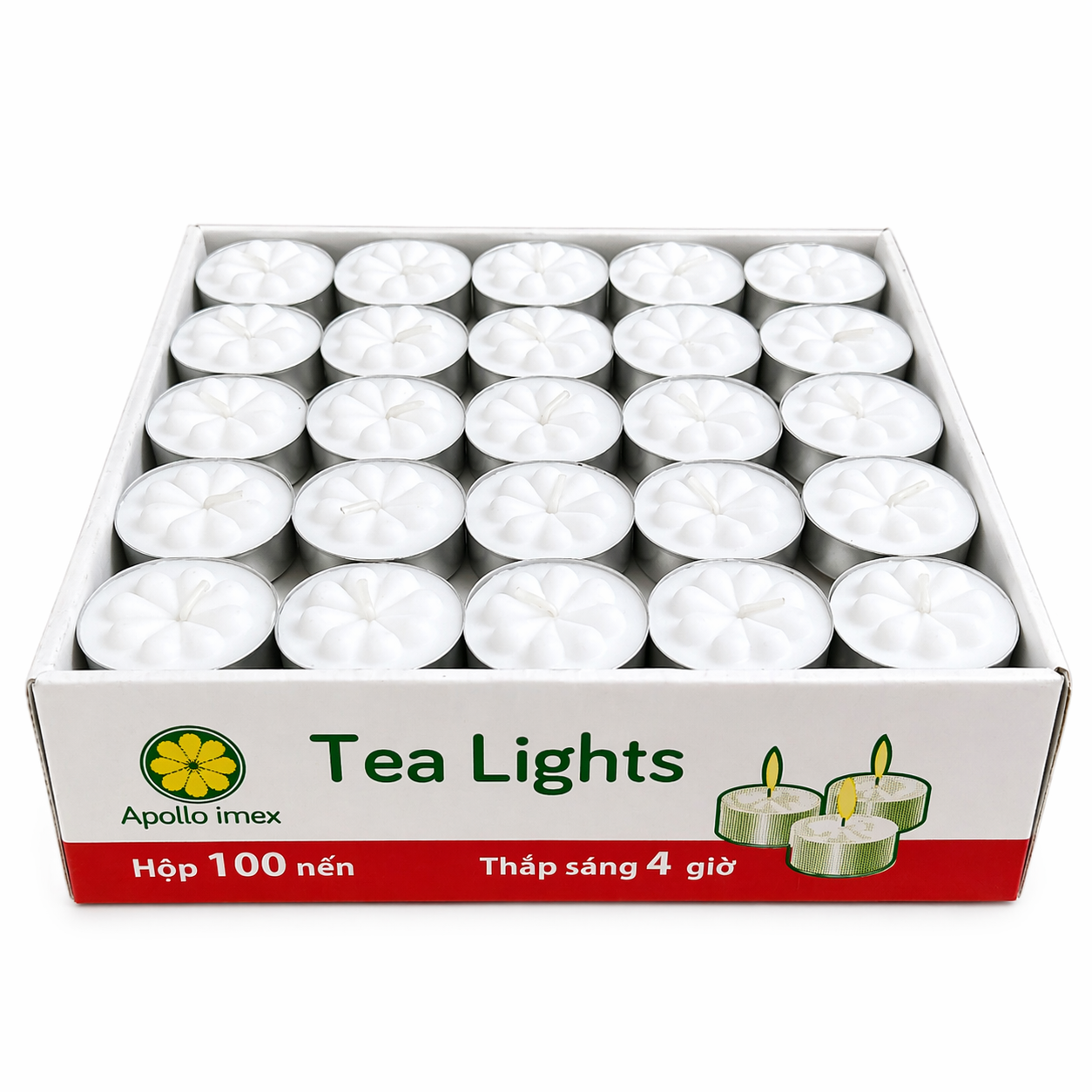 Nến tealight 4 giờ Phương Lâm xông thảo mộc thư giãn không khói không mùi - Loại Mai