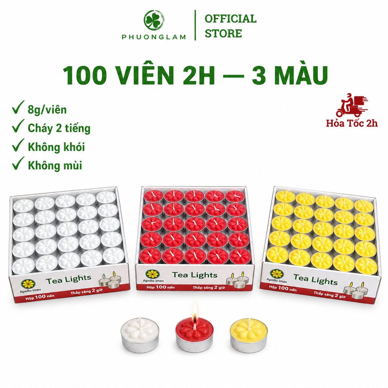 Nến tealight 2 giờ đốt đèn xông tinh dầu trang trí tiệc I Phương Lâm