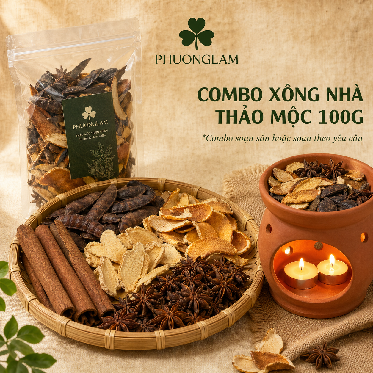 Combo Thảo mộc xông nhà Phương Lâm thanh tẩy xua côn trùng