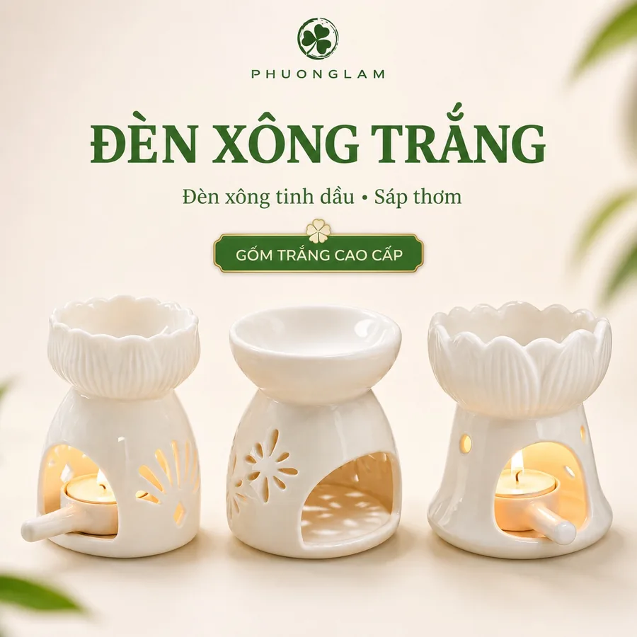 Đèn xông tinh dầu bằng gốm dùng nến tealight