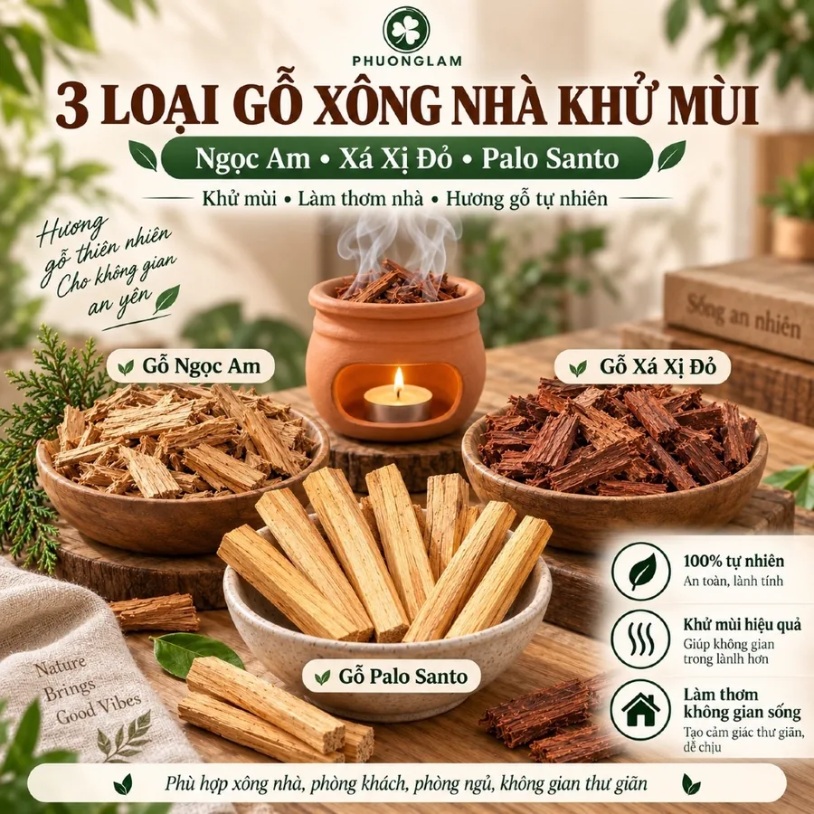 Gỗ xông nhà Phương Lâm – Ngọc am, xá xị đỏ, Palo Santo