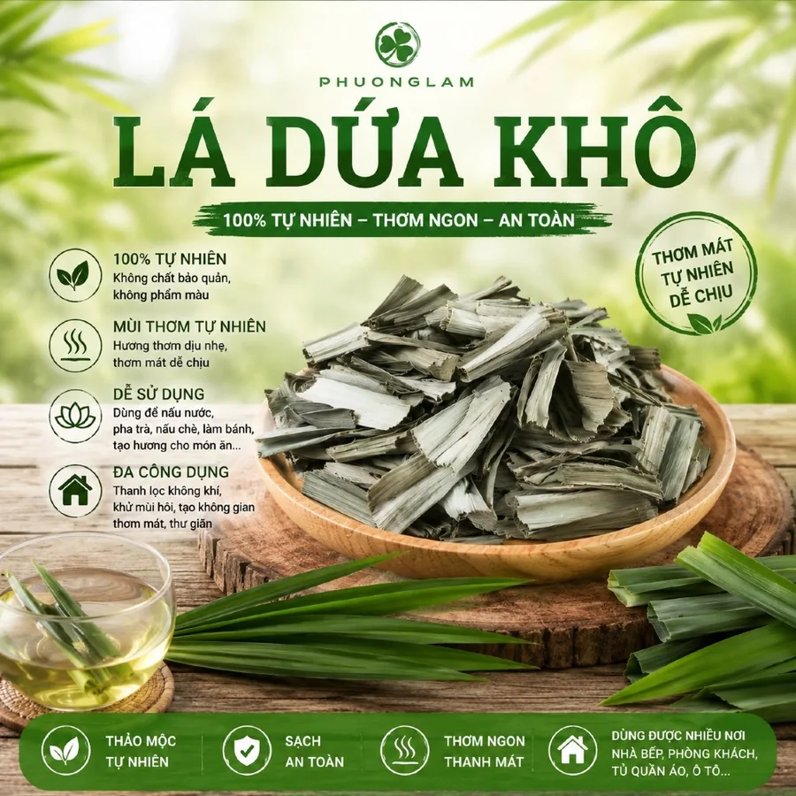 Lá dứa khô tự nhiên 100g – Phương Lâm