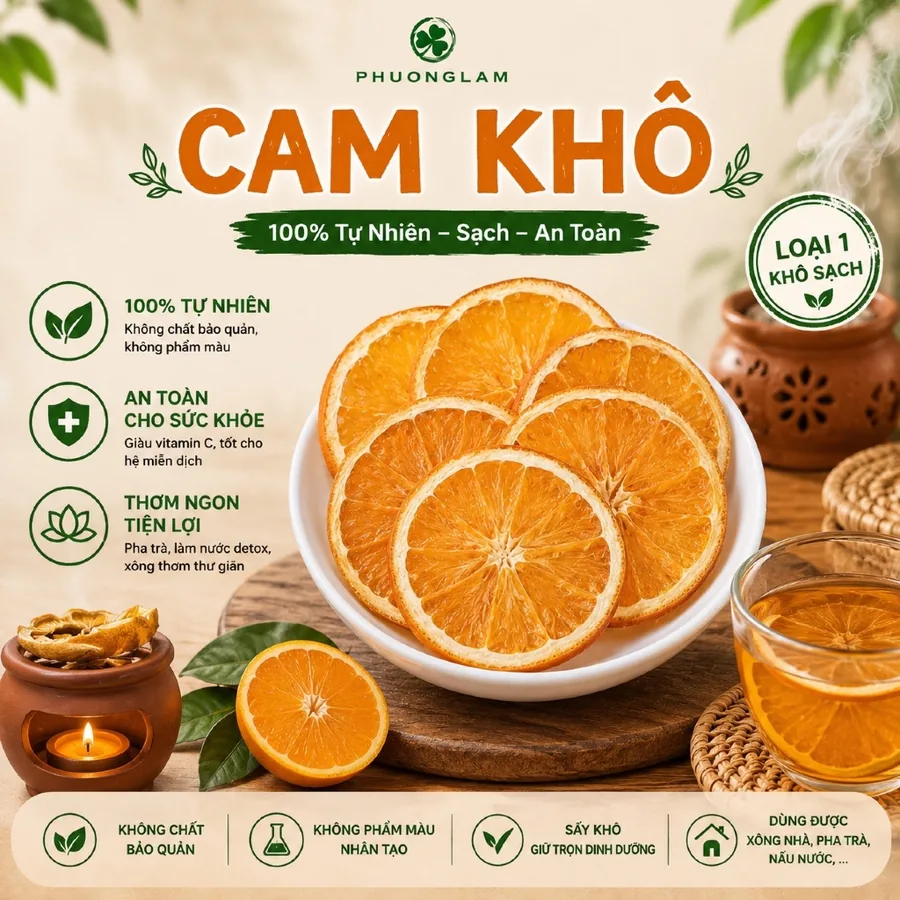 Lát cam vàng sấy khô xông nhà, pha trà – Phương Lâm